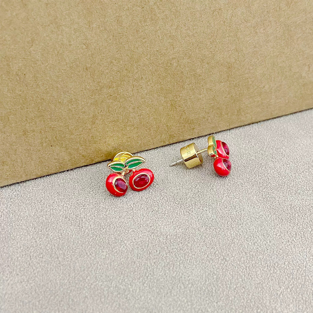 Coach Red Cherry Rhinestone Earrings - Picture 3 of 6
